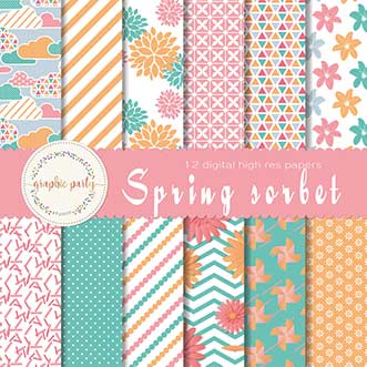 Spring sorbet scrapbooking digital paper collection