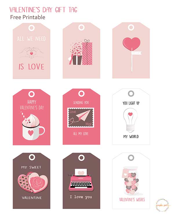 Valentine's Day printable gift tags